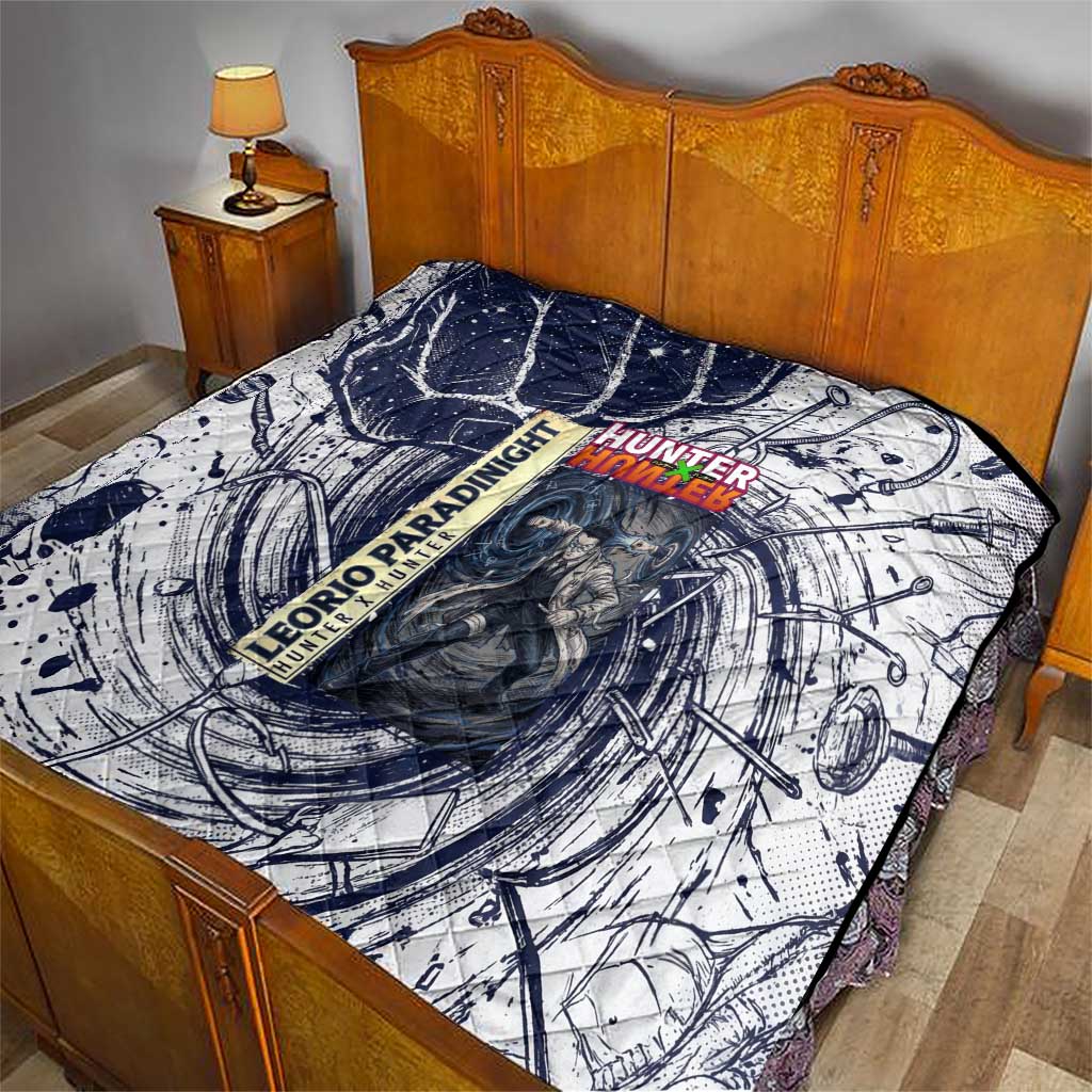 Leorio Paradinight Portal Energy Theme Quilt with Dynamic Anime Artwork and Blue Grunge Design - The Mazicc