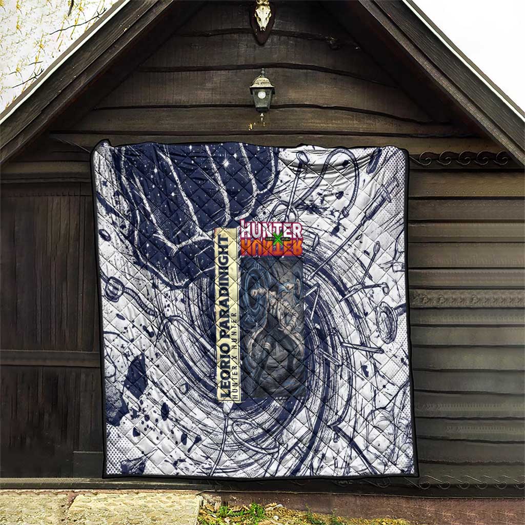 Leorio Paradinight Portal Energy Theme Quilt with Dynamic Anime Artwork and Blue Grunge Design - The Mazicc