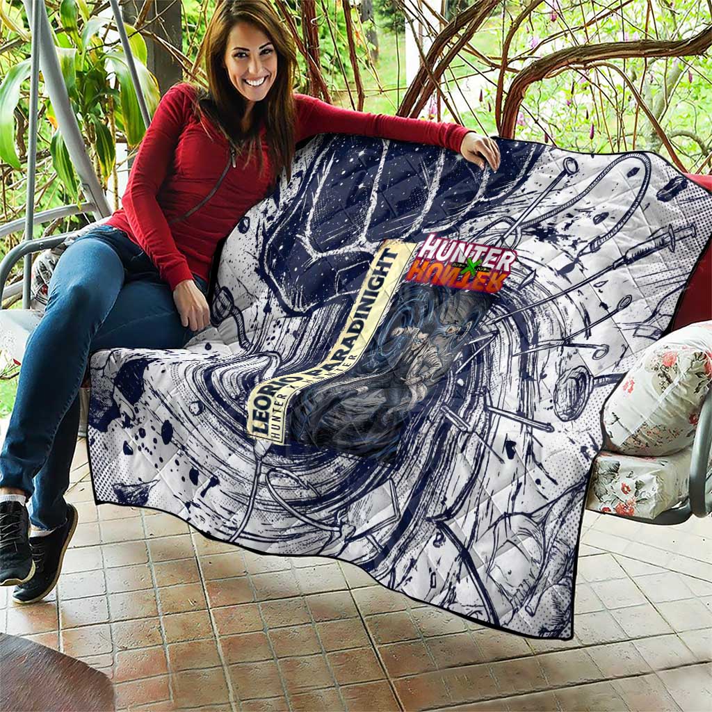 Leorio Paradinight Portal Energy Theme Quilt with Dynamic Anime Artwork and Blue Grunge Design - The Mazicc