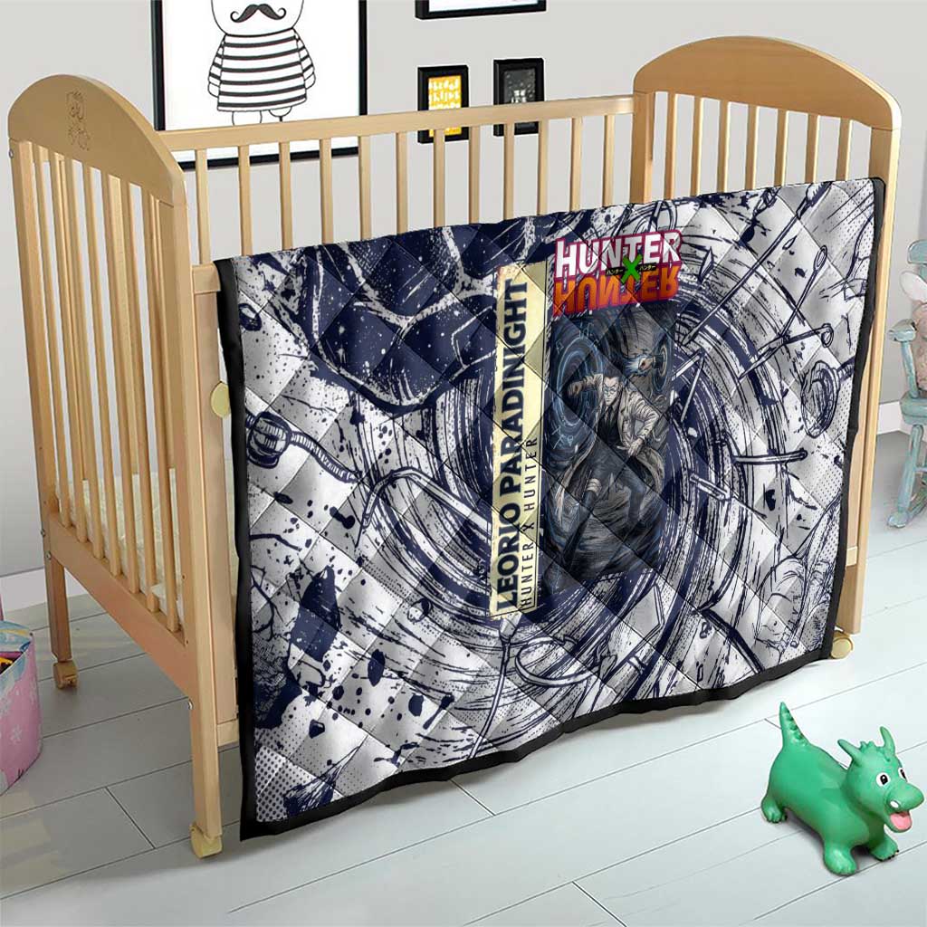 Leorio Paradinight Portal Energy Theme Quilt with Dynamic Anime Artwork and Blue Grunge Design - The Mazicc