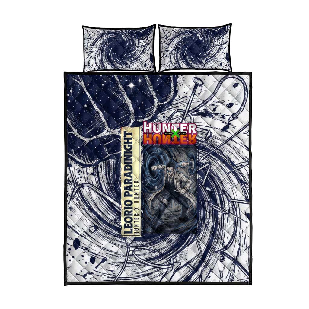 Leorio Paradinight Portal Energy Theme Quilt Bed Set with Dynamic Anime Artwork and Blue Grunge Design - The Mazicc