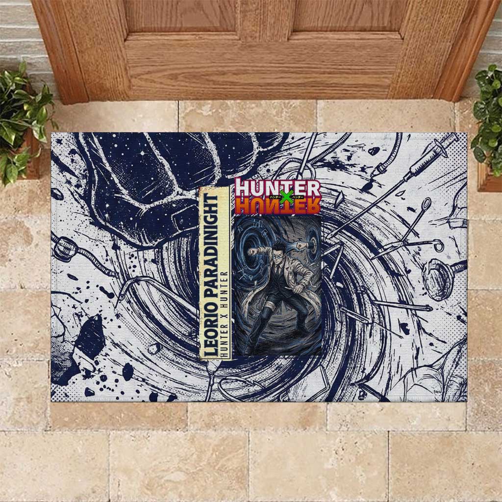Leorio Paradinight Portal Energy Theme Rubber Doormat with Dynamic Anime Artwork and Blue Grunge Design - The Mazicc