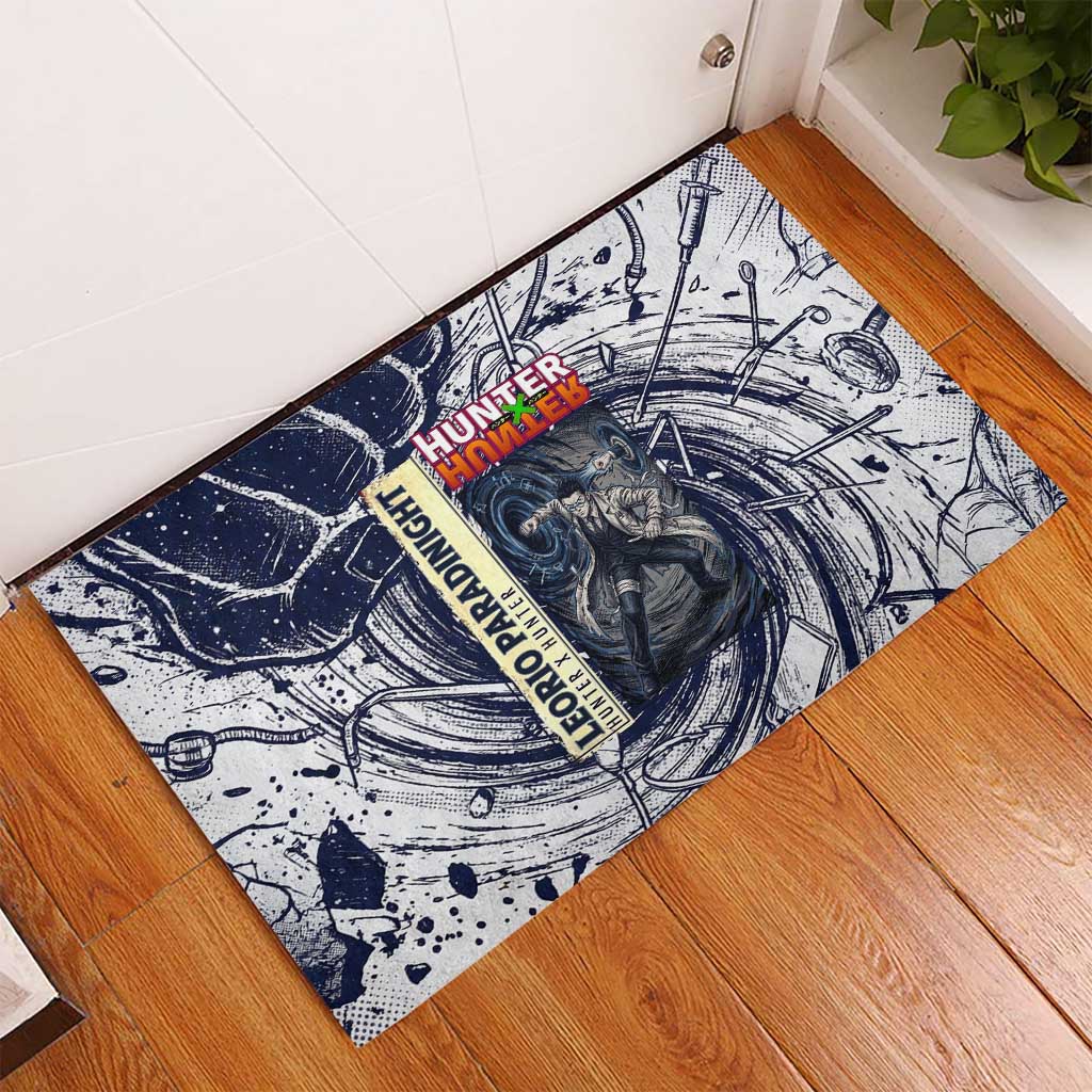 Leorio Paradinight Portal Energy Theme Rubber Doormat with Dynamic Anime Artwork and Blue Grunge Design - The Mazicc
