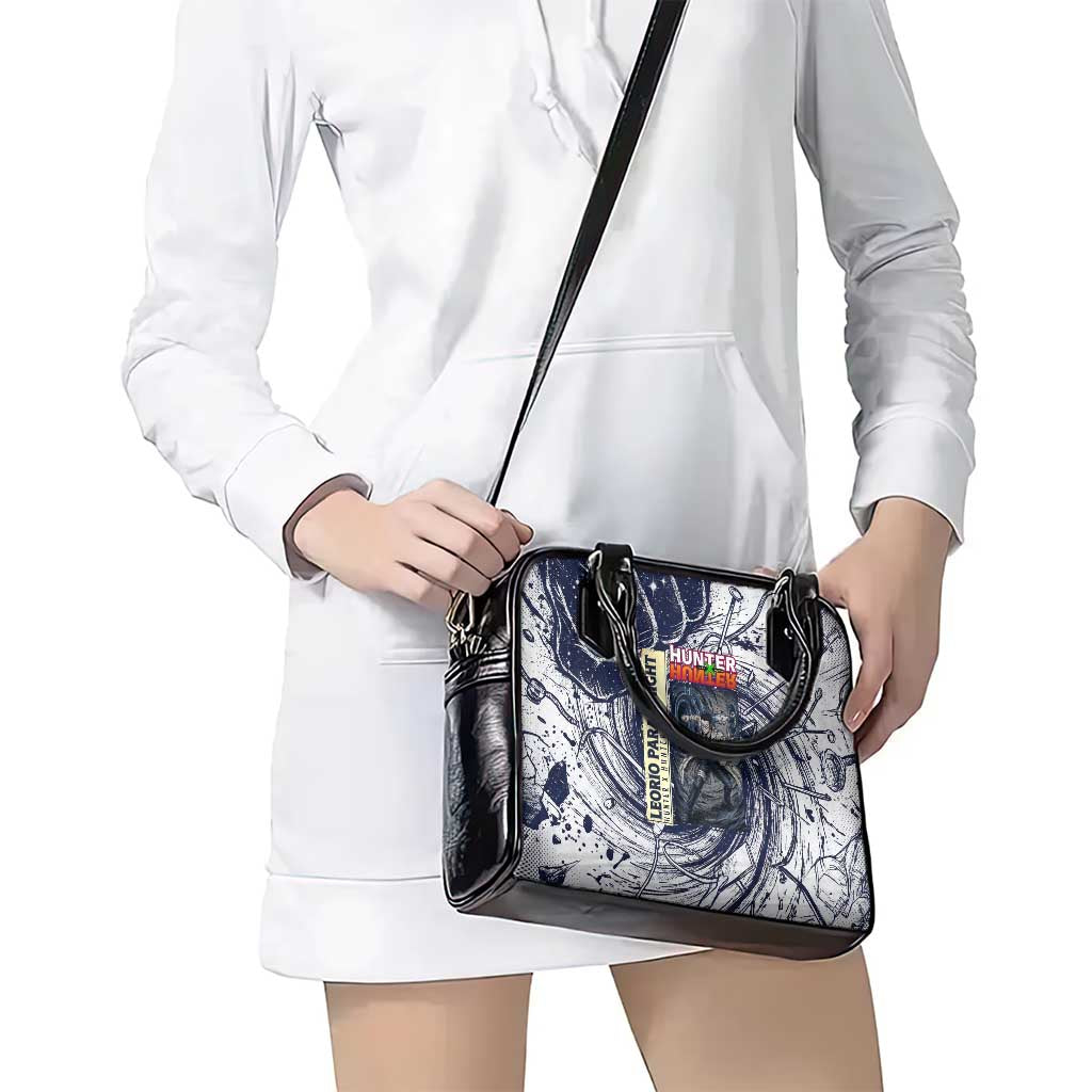 Leorio Paradinight Portal Energy Theme Shoulder Handbag with Dynamic Anime Artwork and Blue Grunge Design - The Mazicc