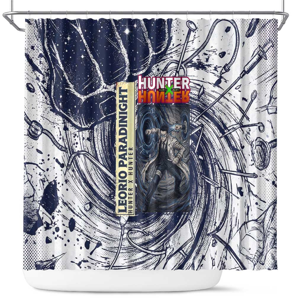 Leorio Paradinight Portal Energy Theme Shower Curtain with Dynamic Anime Artwork and Blue Grunge Design - The Mazicc