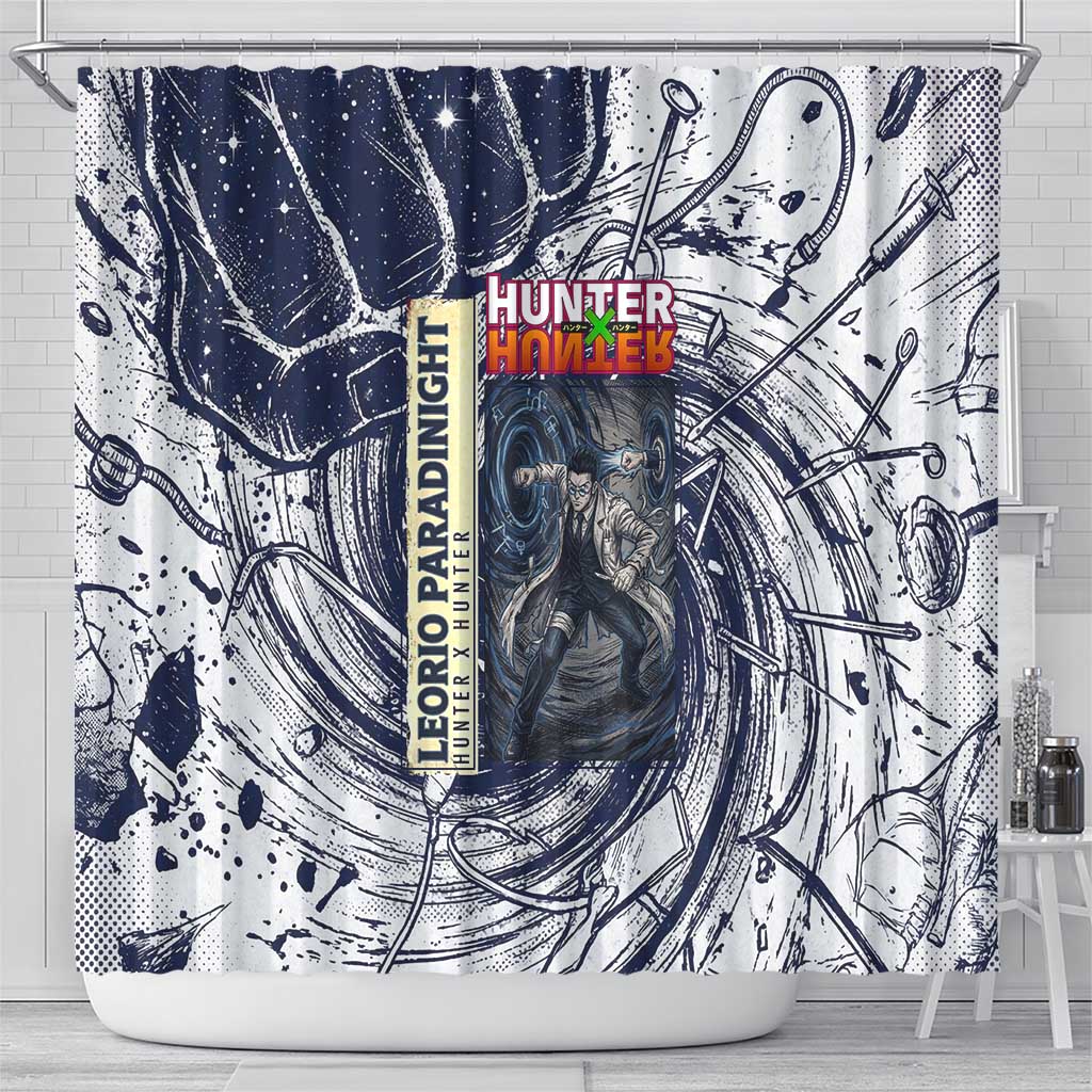 Leorio Paradinight Portal Energy Theme Shower Curtain with Dynamic Anime Artwork and Blue Grunge Design - The Mazicc