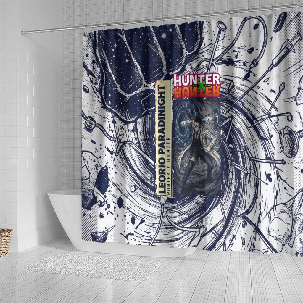 Leorio Paradinight Portal Energy Theme Shower Curtain with Dynamic Anime Artwork and Blue Grunge Design - The Mazicc