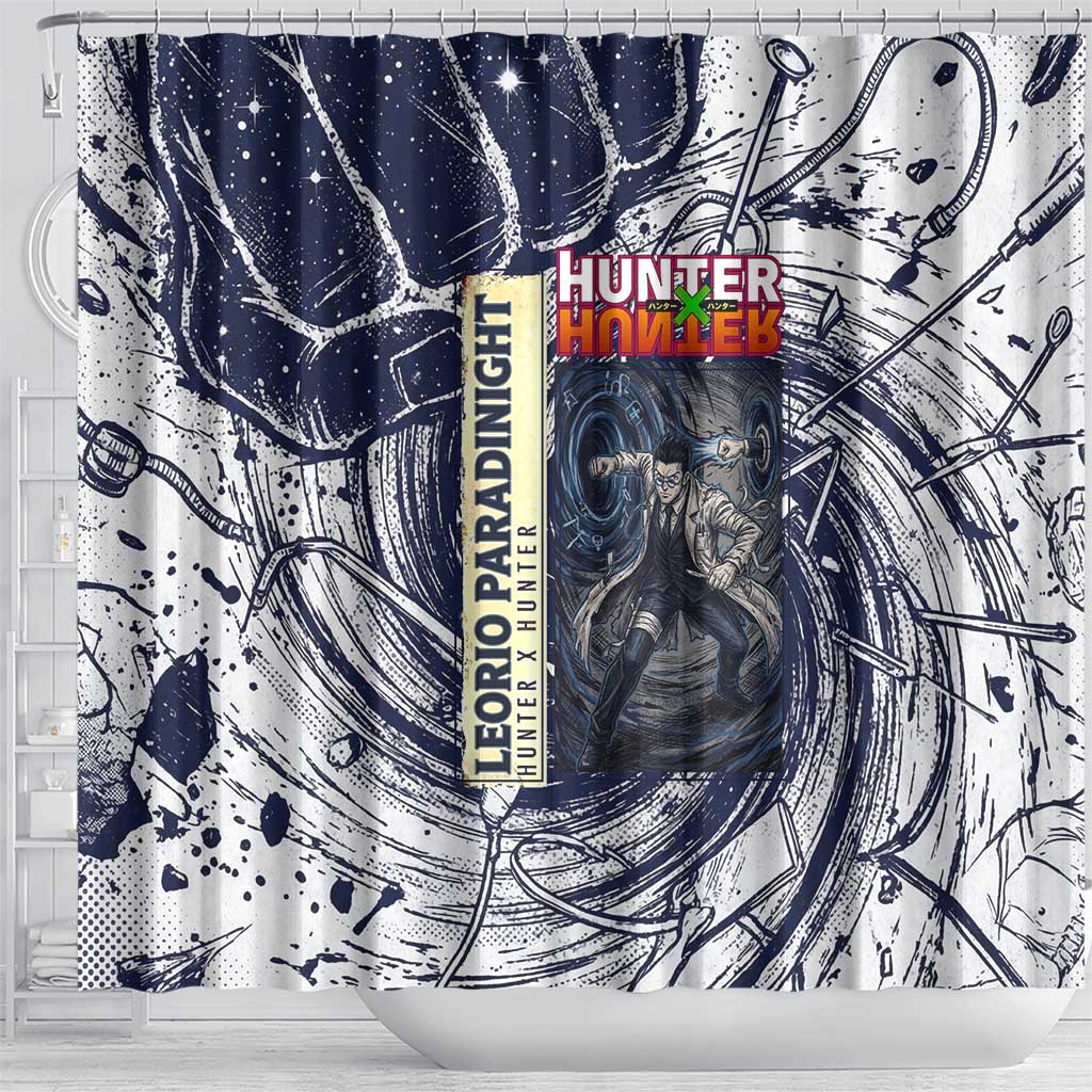 Leorio Paradinight Portal Energy Theme Shower Curtain with Dynamic Anime Artwork and Blue Grunge Design - The Mazicc
