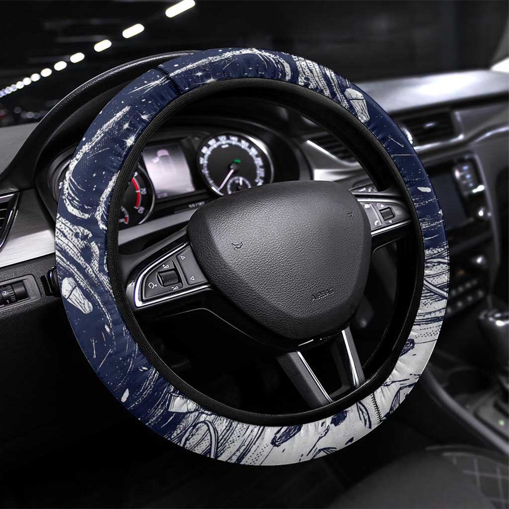 Leorio Paradinight Portal Energy Theme Steering Wheel Cover with Dynamic Anime Artwork and Blue Grunge Design - The Mazicc