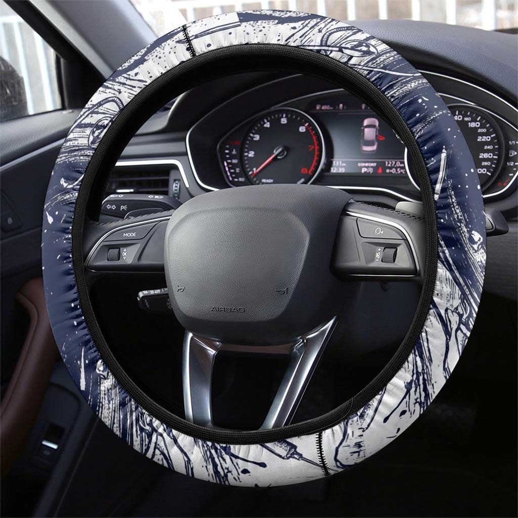 Leorio Paradinight Portal Energy Theme Steering Wheel Cover with Dynamic Anime Artwork and Blue Grunge Design - The Mazicc