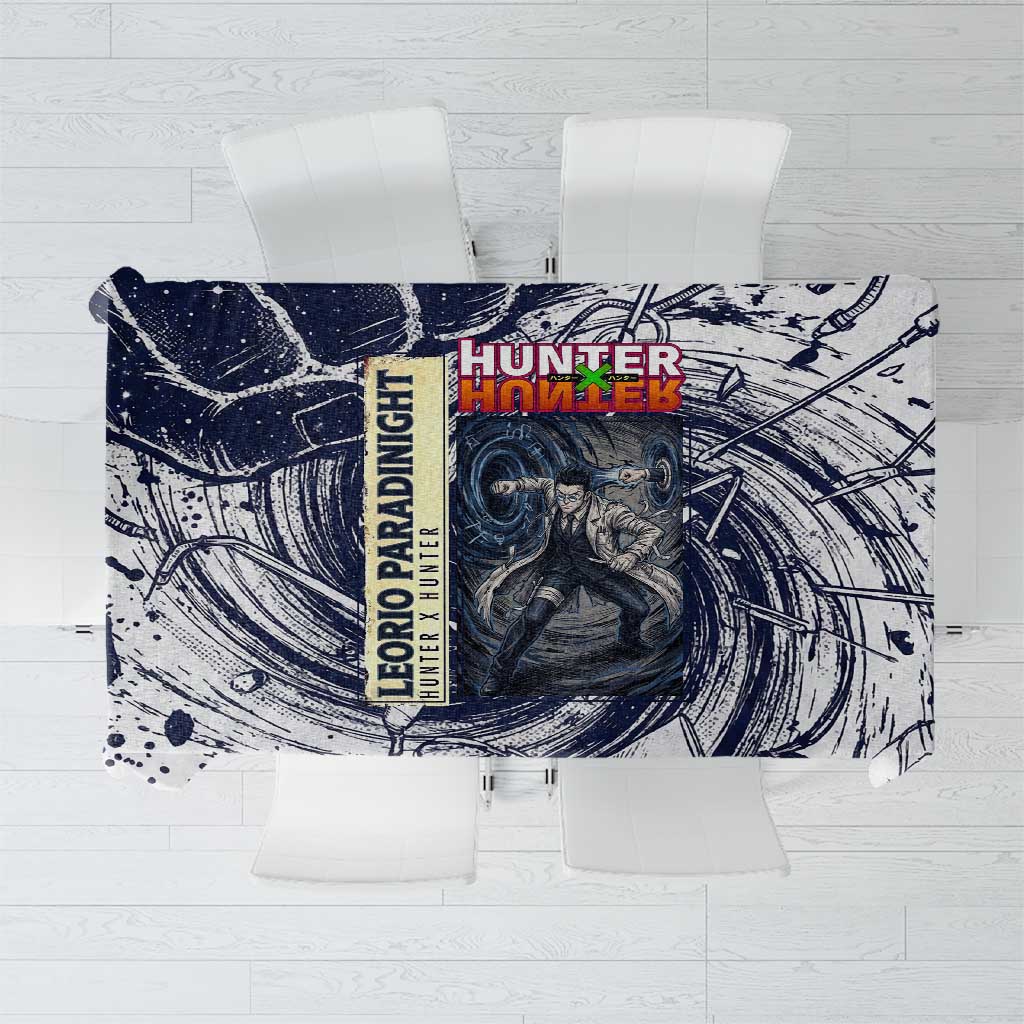 Leorio Paradinight Portal Energy Theme Tablecloth with Dynamic Anime Artwork and Blue Grunge Design - The Mazicc