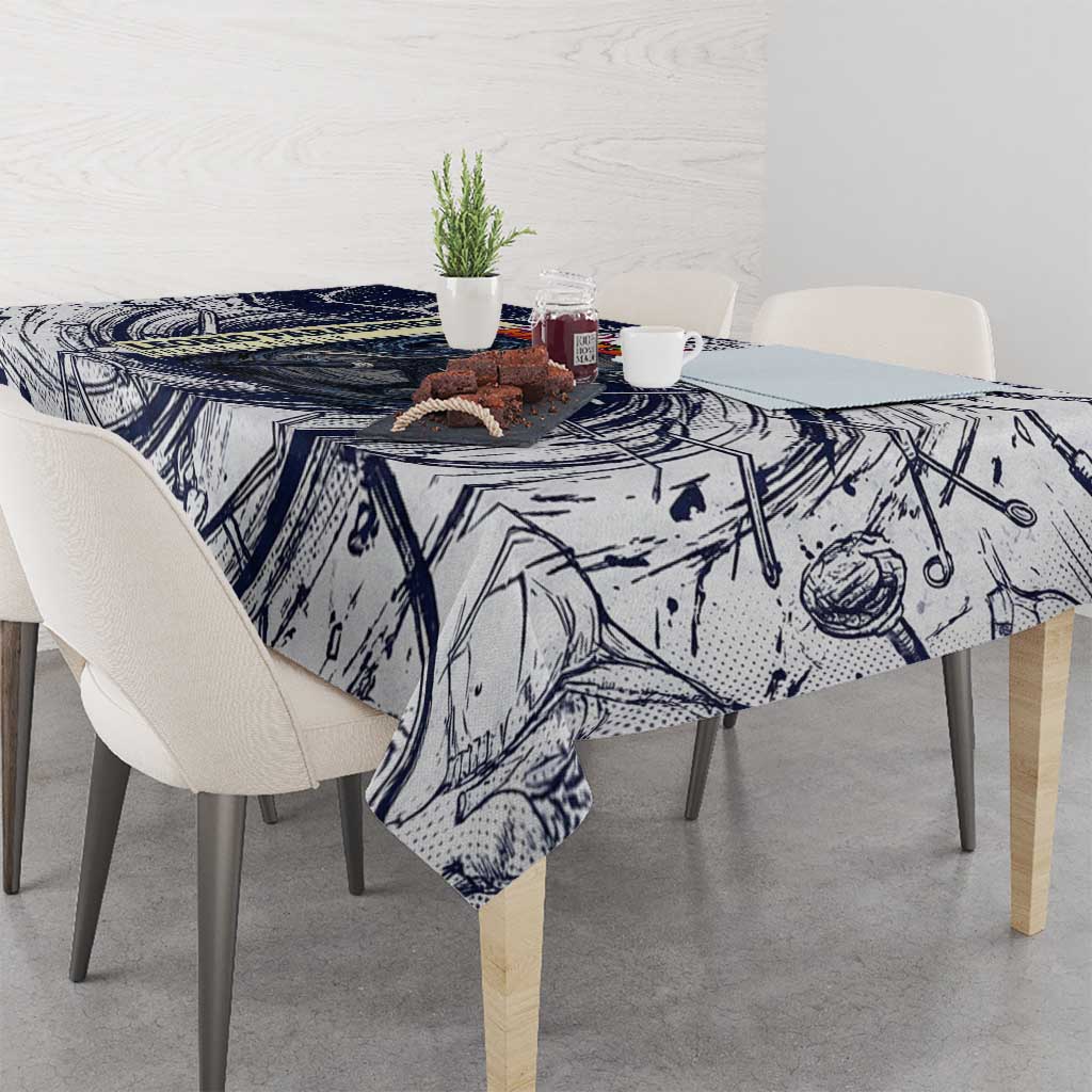 Leorio Paradinight Portal Energy Theme Tablecloth with Dynamic Anime Artwork and Blue Grunge Design - The Mazicc