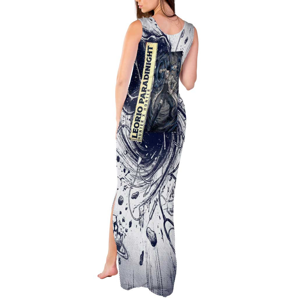Leorio Paradinight Portal Energy Theme Tank Maxi Dress with Dynamic Anime Artwork and Blue Grunge Design - The Mazicc