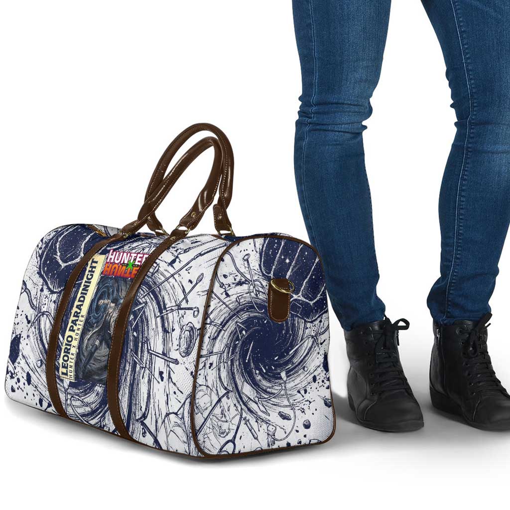 Leorio Paradinight Portal Energy Theme Travel Bag with Dynamic Anime Artwork and Blue Grunge Design - The Mazicc