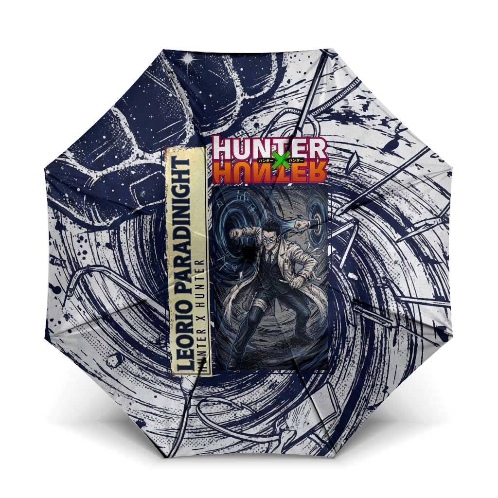 Leorio Paradinight Portal Energy Theme Umbrella with Dynamic Anime Artwork and Blue Grunge Design - The Mazicc