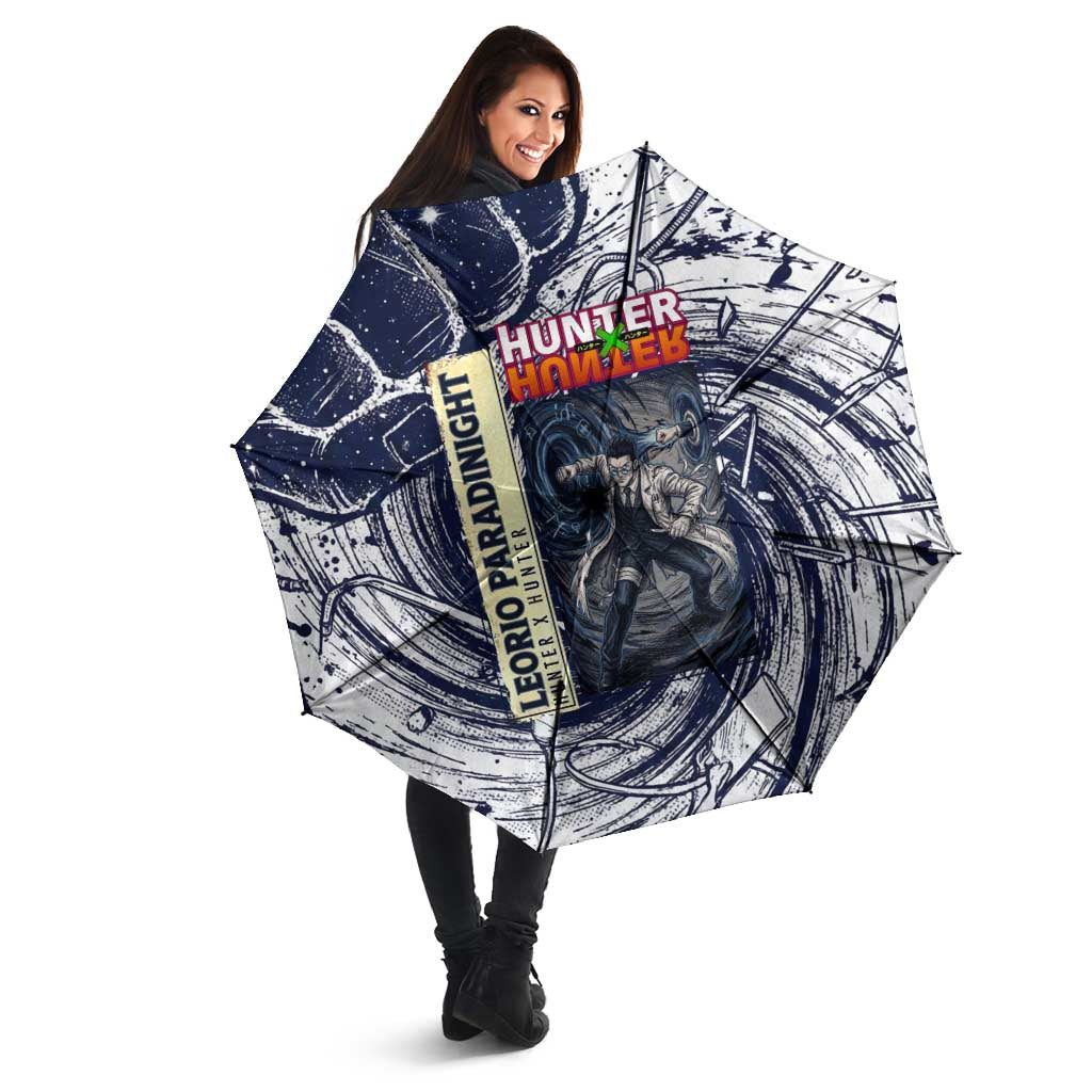 Leorio Paradinight Portal Energy Theme Umbrella with Dynamic Anime Artwork and Blue Grunge Design - The Mazicc