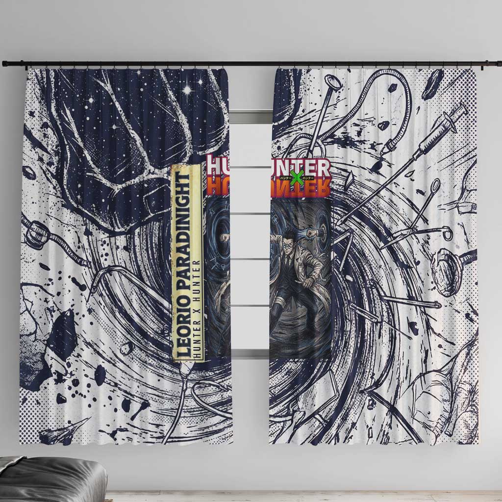 Leorio Paradinight Portal Energy Theme Window Curtain with Dynamic Anime Artwork and Blue Grunge Design - The Mazicc