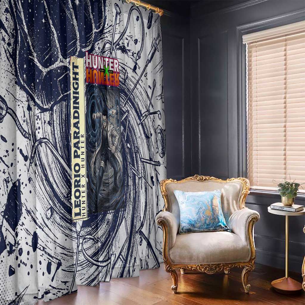 Leorio Paradinight Portal Energy Theme Window Curtain with Dynamic Anime Artwork and Blue Grunge Design - The Mazicc