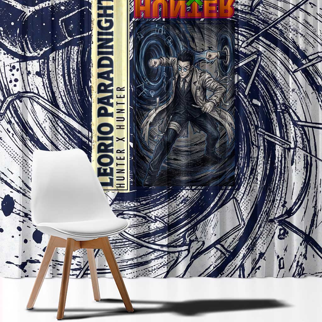 Leorio Paradinight Portal Energy Theme Window Curtain with Dynamic Anime Artwork and Blue Grunge Design - The Mazicc
