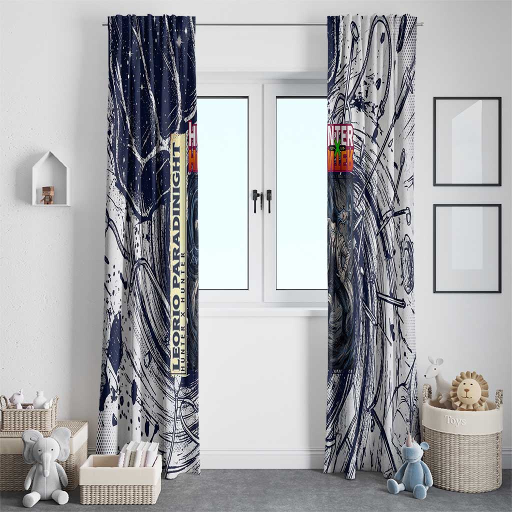 Leorio Paradinight Portal Energy Theme Window Curtain with Dynamic Anime Artwork and Blue Grunge Design - The Mazicc