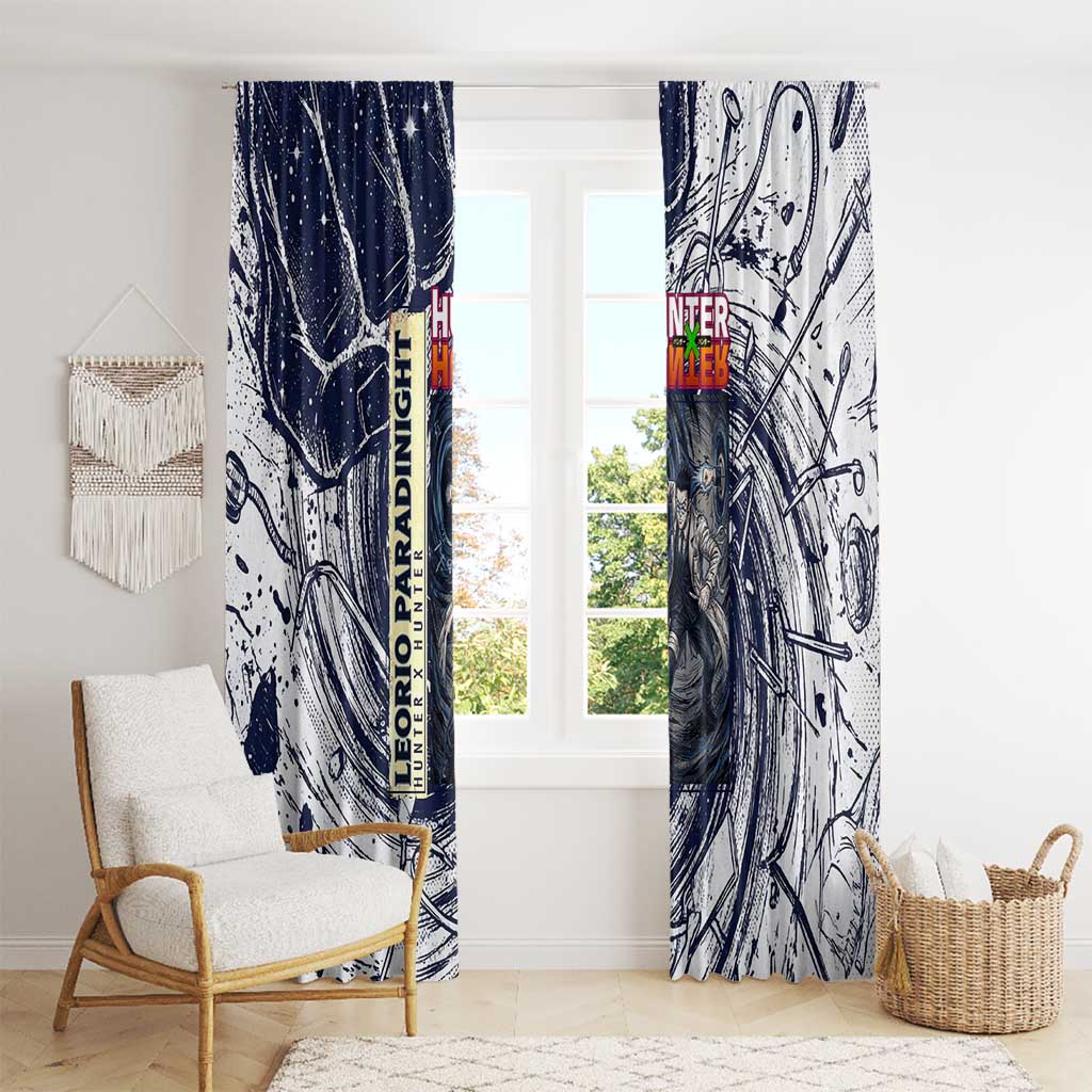 Leorio Paradinight Portal Energy Theme Window Curtain with Dynamic Anime Artwork and Blue Grunge Design - The Mazicc