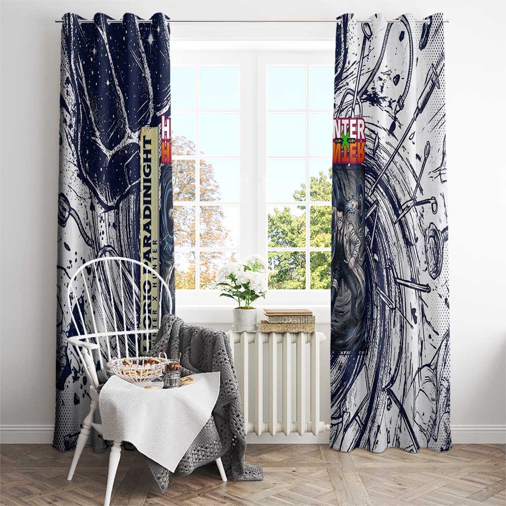 Leorio Paradinight Portal Energy Theme Window Curtain with Dynamic Anime Artwork and Blue Grunge Design - The Mazicc