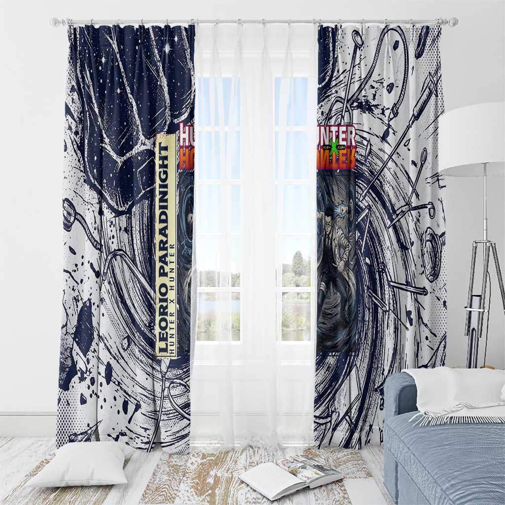 Leorio Paradinight Portal Energy Theme Window Curtain with Dynamic Anime Artwork and Blue Grunge Design - The Mazicc