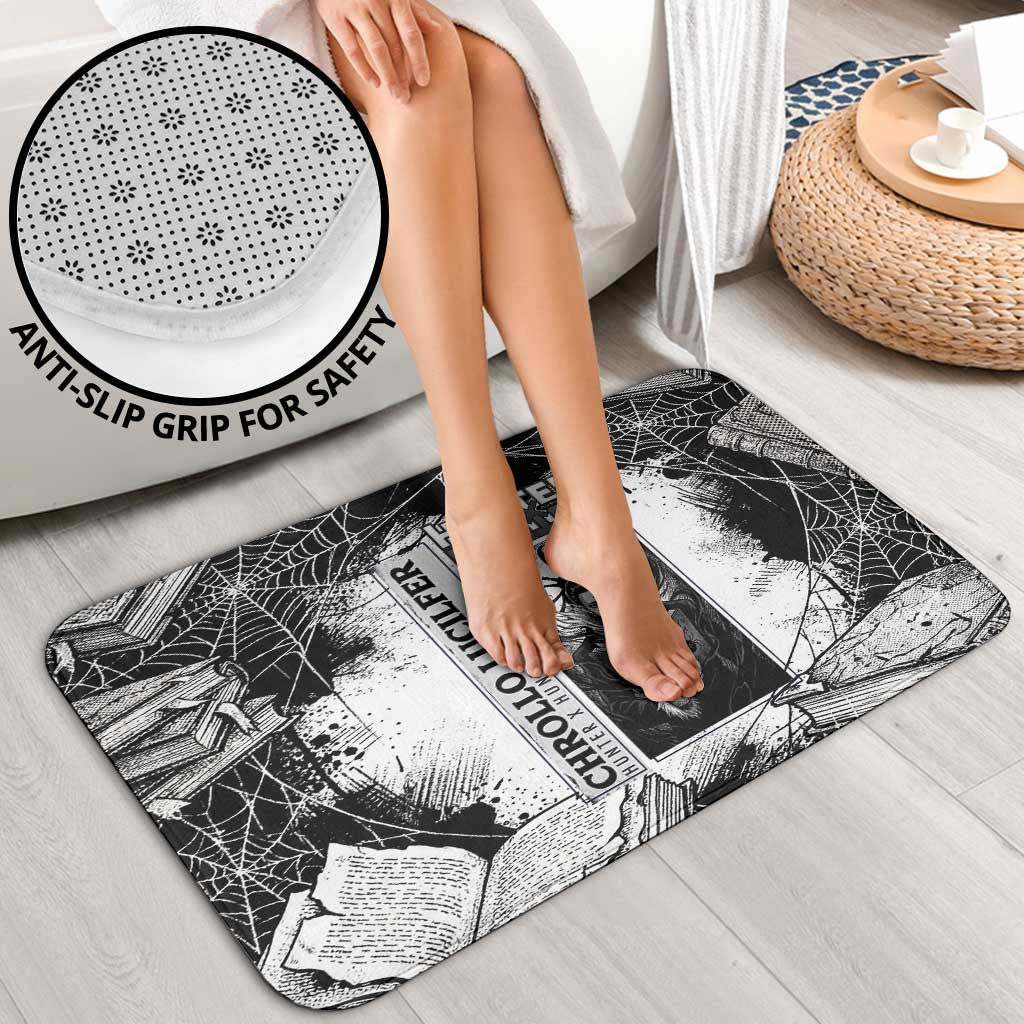 Chrollo Lucilfer Gothic Style Bathroom Set with Spider Webs, Grimoire Illustration and Monochrome Design - The Mazicc