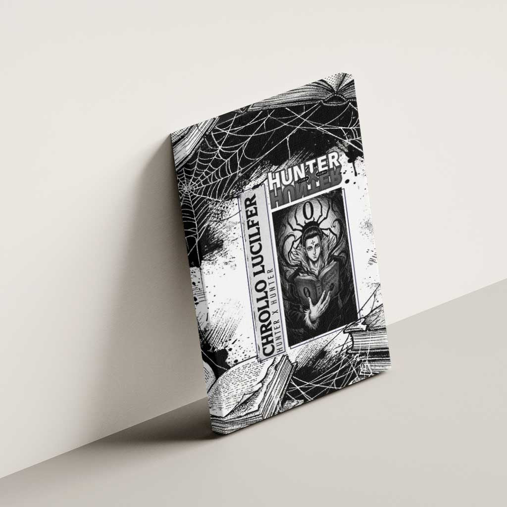 Chrollo Lucilfer Gothic Style Canvas Wall Art with Spider Webs, Grimoire Illustration and Monochrome Design - The Mazicc