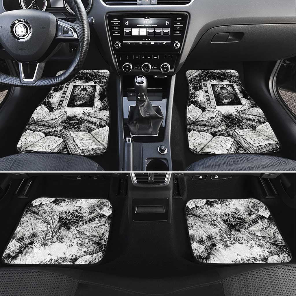 Chrollo Lucilfer Gothic Style Car Mats with Spider Webs, Grimoire Illustration and Monochrome Design - The Mazicc