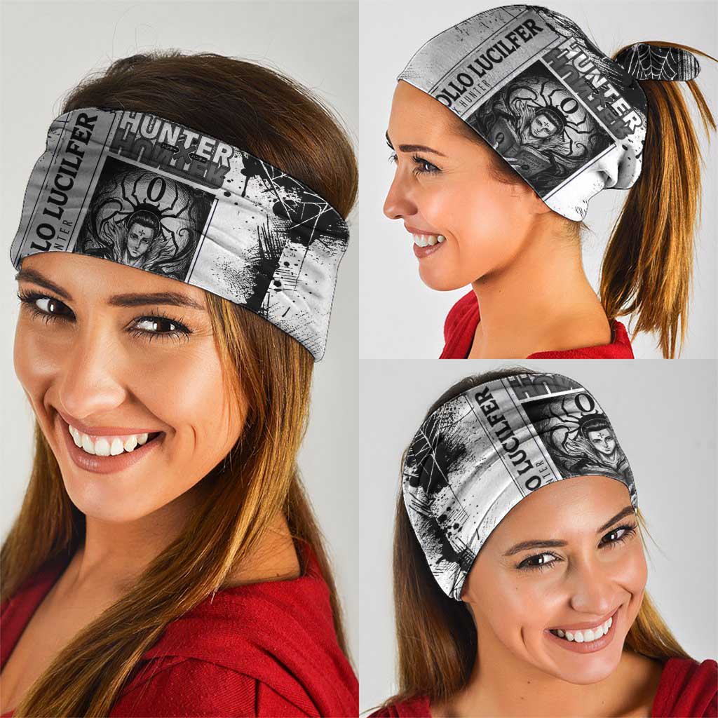 Chrollo Lucilfer Gothic Style Neck Gaiter with Spider Webs, Grimoire Illustration and Monochrome Design - The Mazicc
