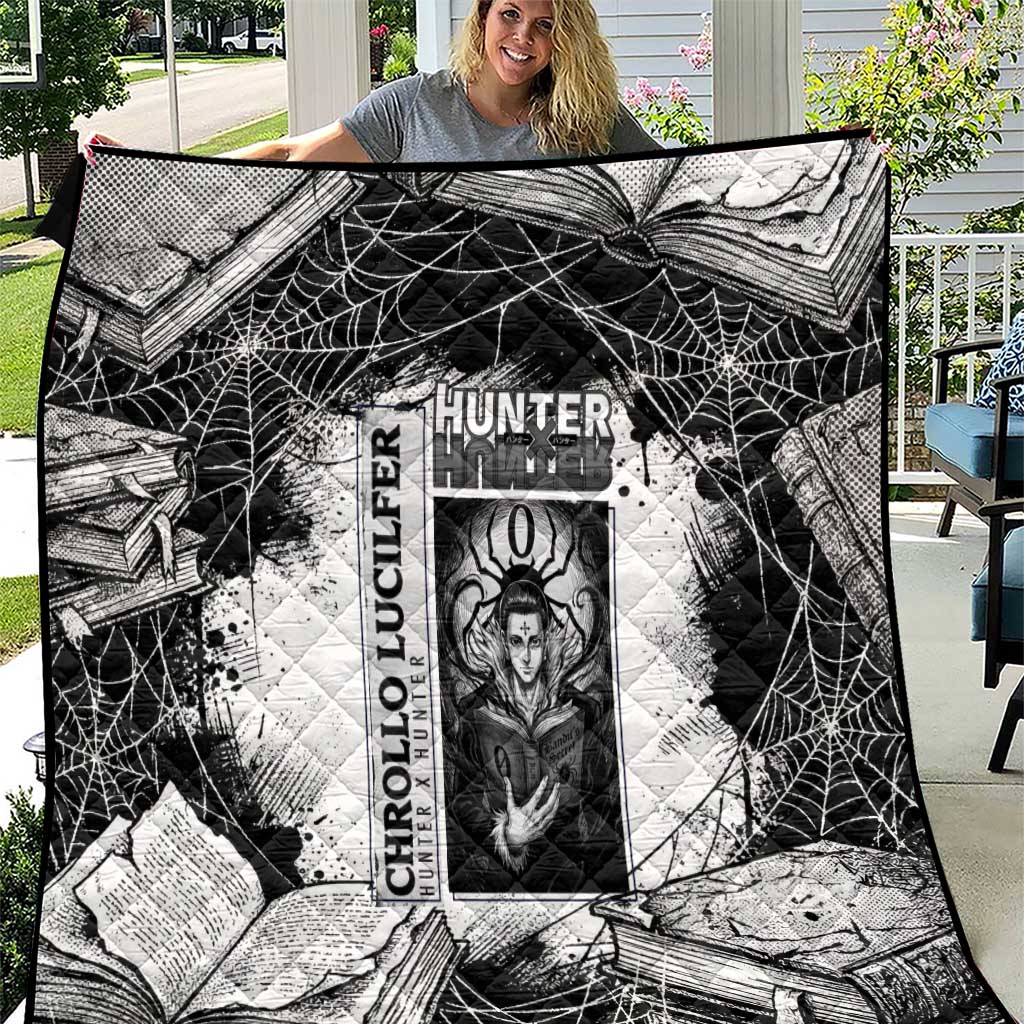 Chrollo Lucilfer Gothic Style Quilt with Spider Webs, Grimoire Illustration and Monochrome Design - The Mazicc