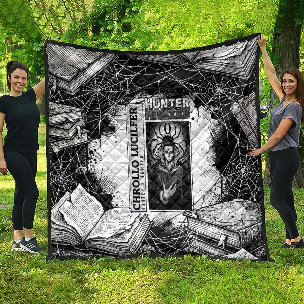 Chrollo Lucilfer Gothic Style Quilt with Spider Webs, Grimoire Illustration and Monochrome Design - The Mazicc