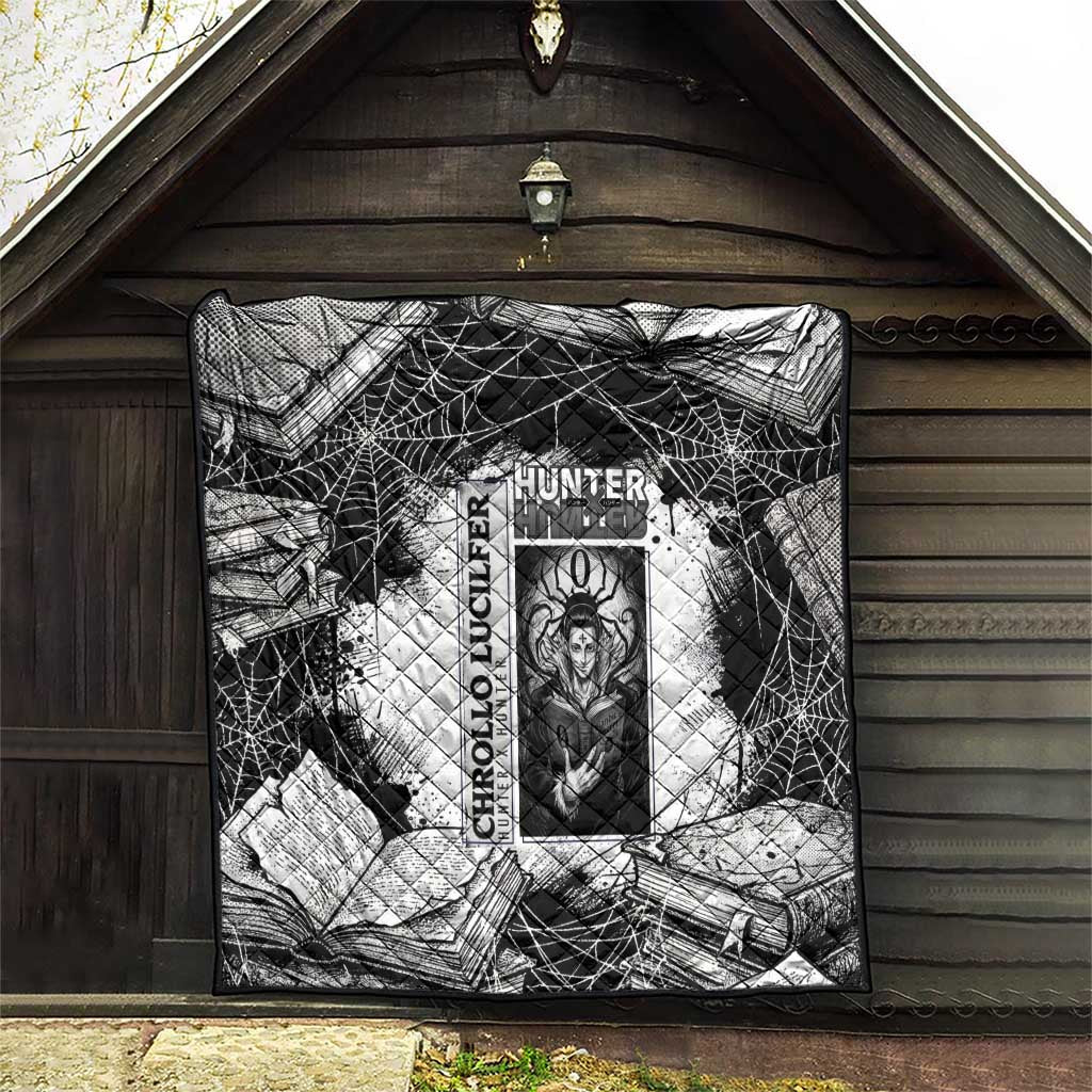 Chrollo Lucilfer Gothic Style Quilt with Spider Webs, Grimoire Illustration and Monochrome Design - The Mazicc