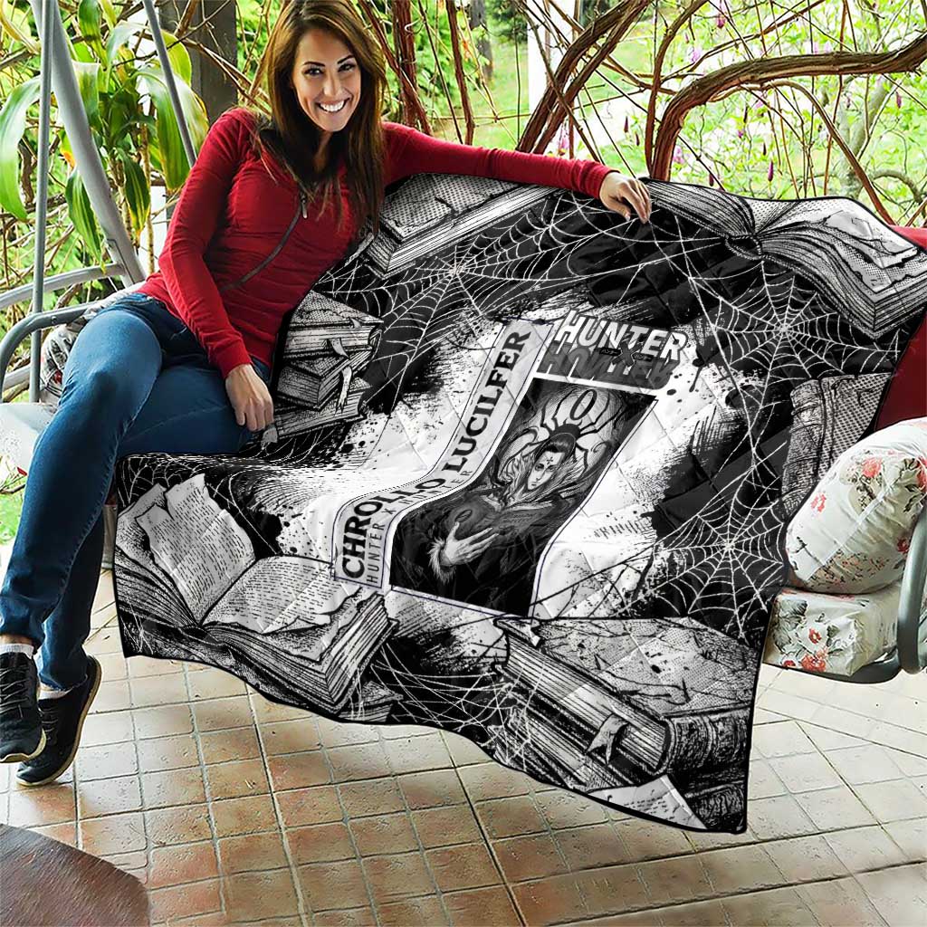Chrollo Lucilfer Gothic Style Quilt with Spider Webs, Grimoire Illustration and Monochrome Design - The Mazicc