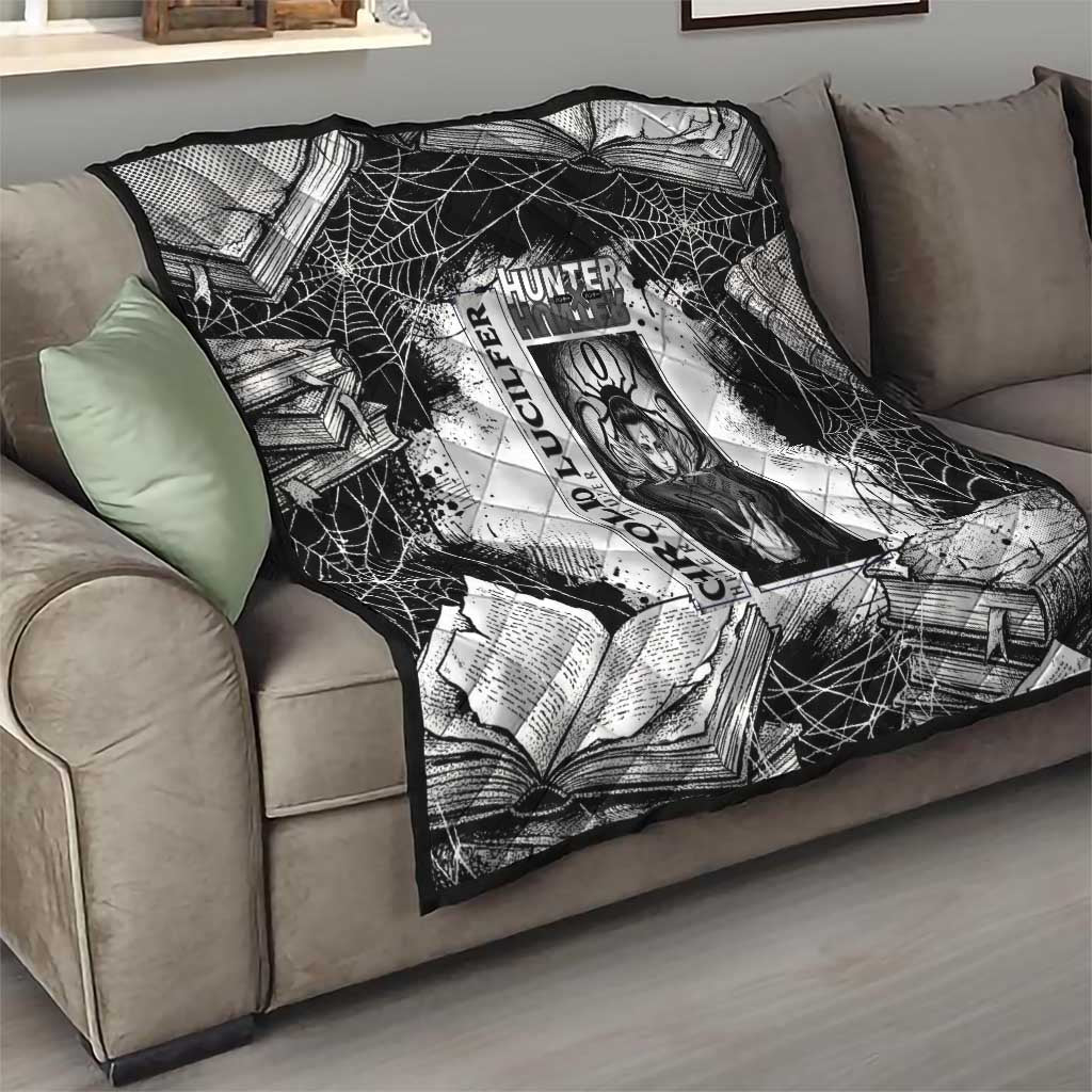 Chrollo Lucilfer Gothic Style Quilt with Spider Webs, Grimoire Illustration and Monochrome Design - The Mazicc