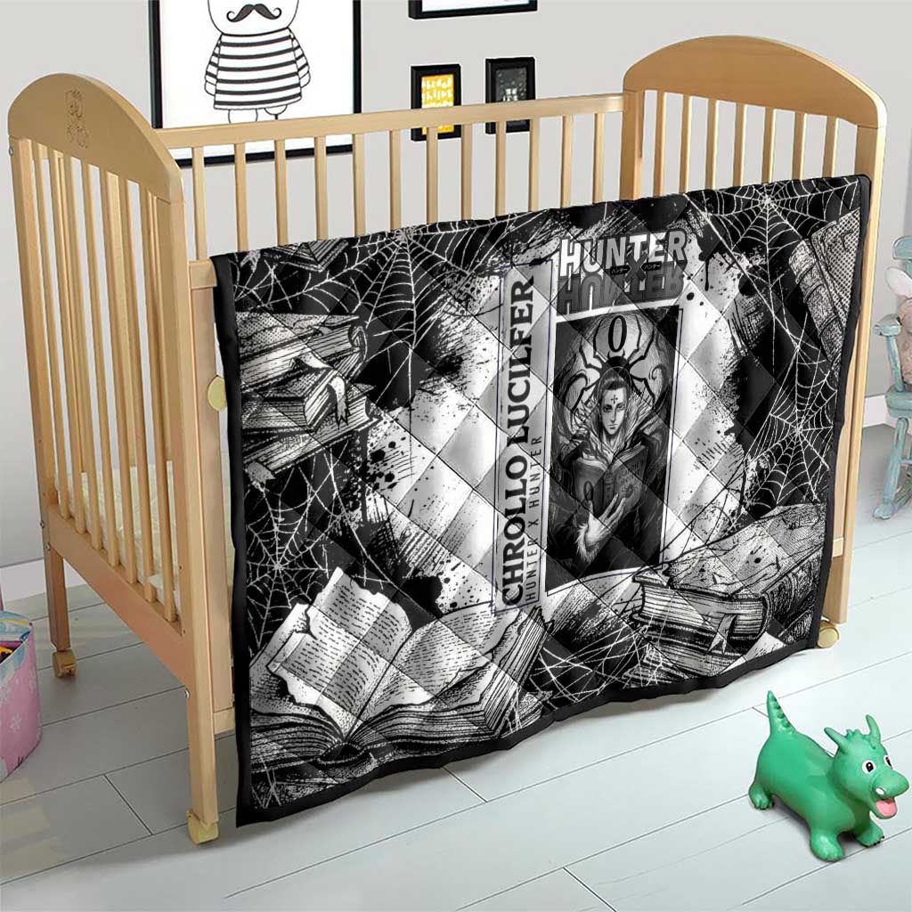 Chrollo Lucilfer Gothic Style Quilt with Spider Webs, Grimoire Illustration and Monochrome Design - The Mazicc