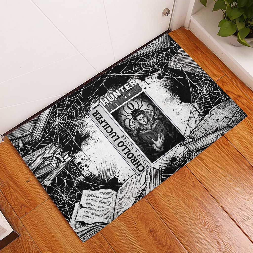 Chrollo Lucilfer Gothic Style Rubber Doormat with Spider Webs, Grimoire Illustration and Monochrome Design - The Mazicc