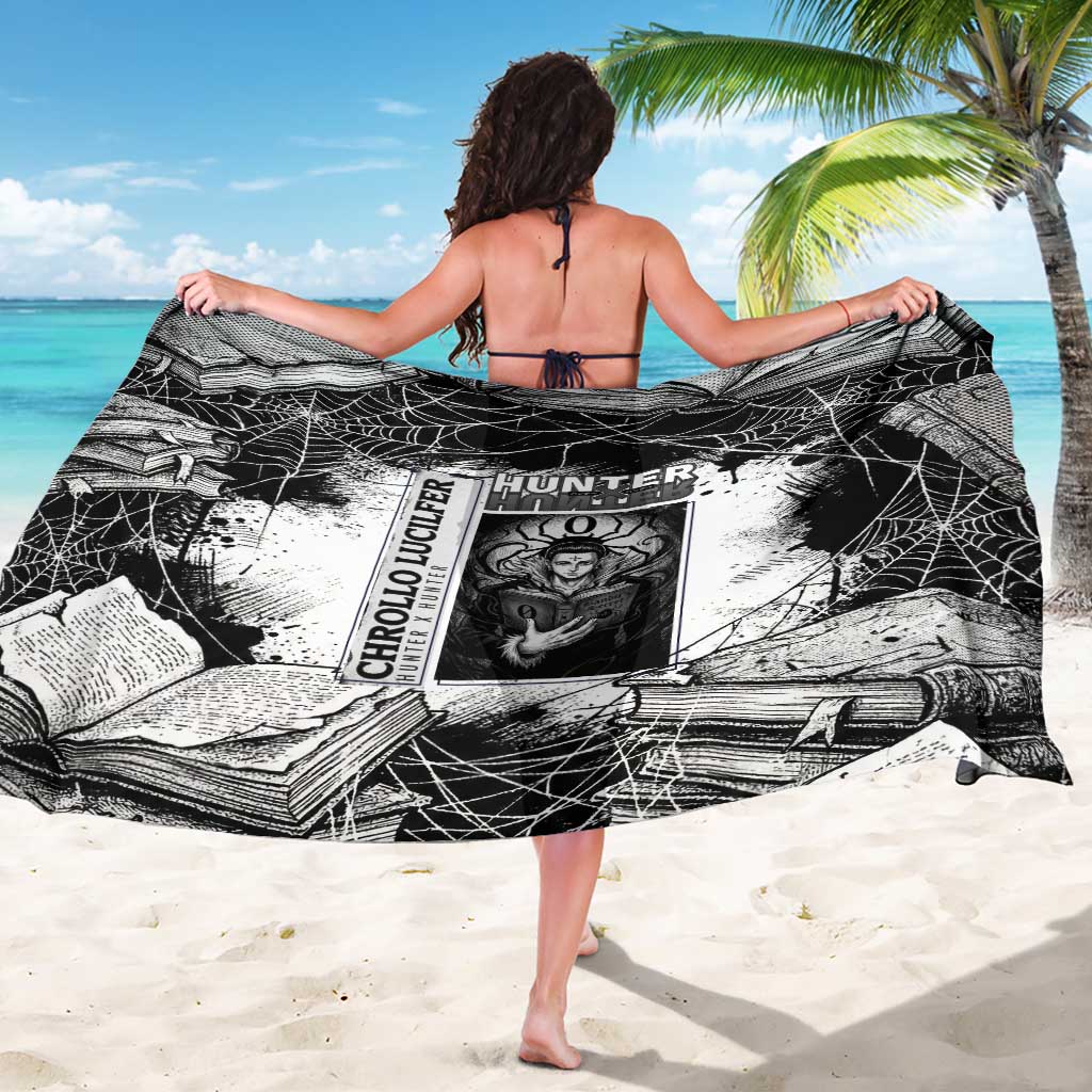 Chrollo Lucilfer Gothic Style Sarong with Spider Webs, Grimoire Illustration and Monochrome Design - The Mazicc
