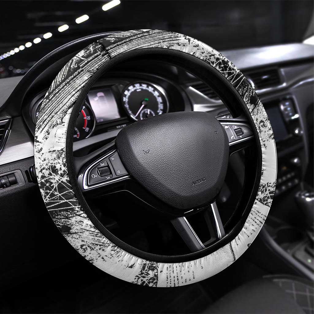 Chrollo Lucilfer Gothic Style Steering Wheel Cover with Spider Webs, Grimoire Illustration and Monochrome Design - The Mazicc