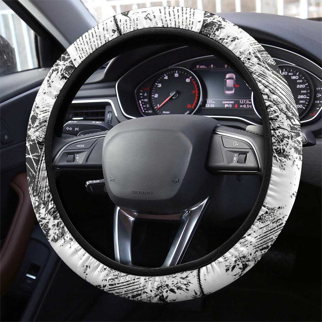 Chrollo Lucilfer Gothic Style Steering Wheel Cover with Spider Webs, Grimoire Illustration and Monochrome Design - The Mazicc