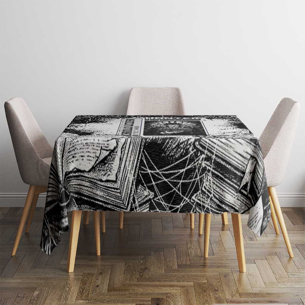 Chrollo Lucilfer Gothic Style Tablecloth with Spider Webs, Grimoire Illustration and Monochrome Design - The Mazicc