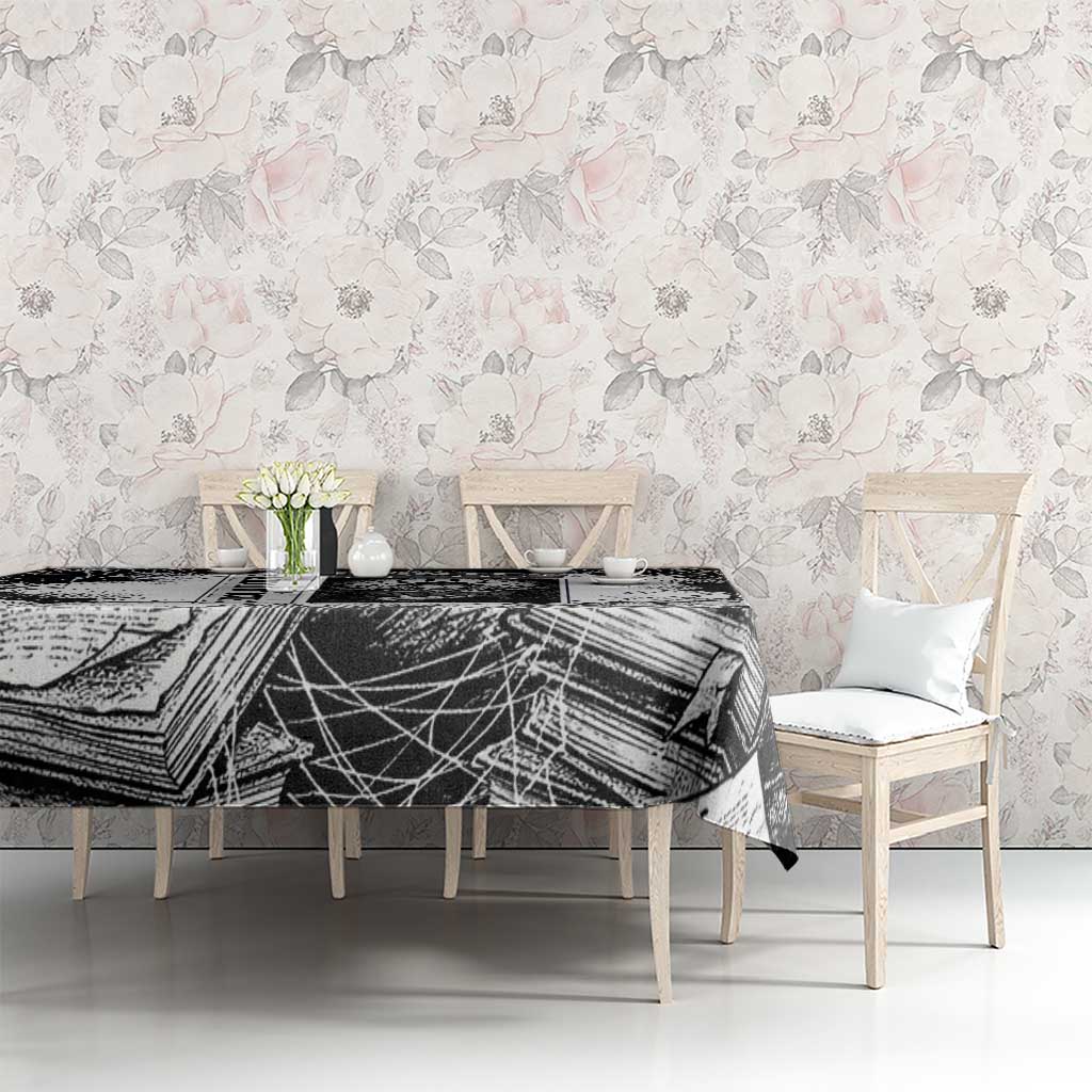 Chrollo Lucilfer Gothic Style Tablecloth with Spider Webs, Grimoire Illustration and Monochrome Design - The Mazicc
