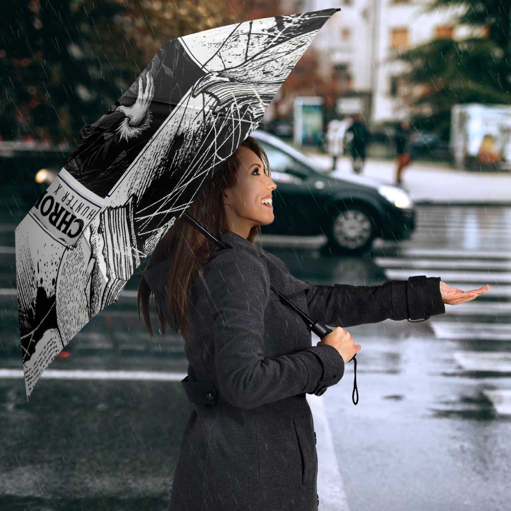 Chrollo Lucilfer Gothic Style Umbrella with Spider Webs, Grimoire Illustration and Monochrome Design - The Mazicc