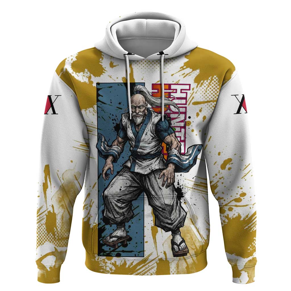 Isaac Netero Golden Aura Design Hoodie with 100-Type Guanyin Bodhisattva and Vintage Anime Artwork - The Mazicc