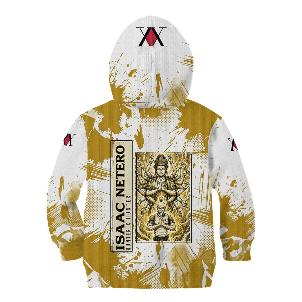 Isaac Netero Golden Aura Design Kid Hoodie with 100-Type Guanyin Bodhisattva and Vintage Anime Artwork - The Mazicc