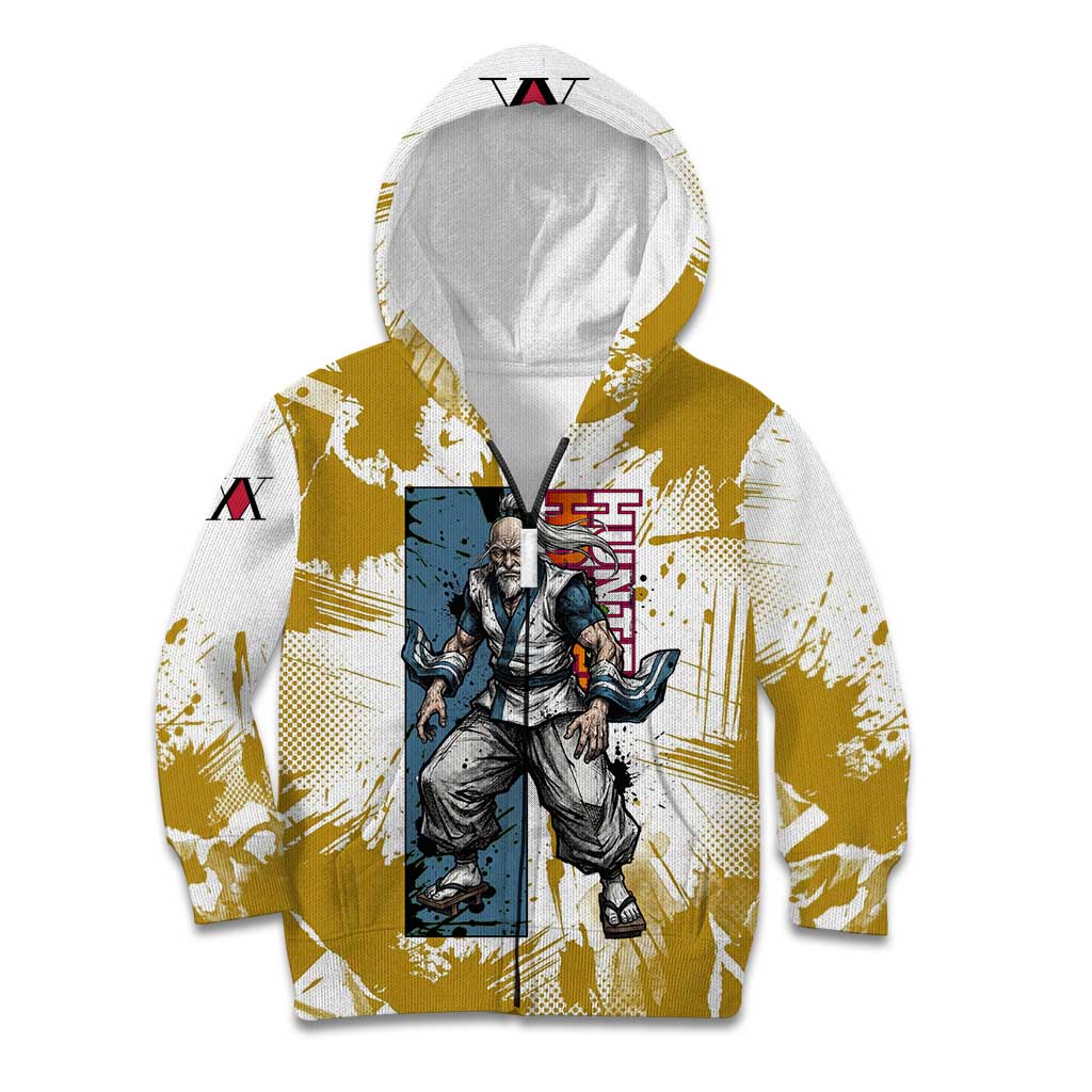 Isaac Netero Golden Aura Design Kid Hoodie with 100-Type Guanyin Bodhisattva and Vintage Anime Artwork - The Mazicc