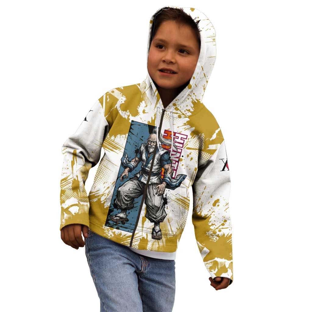Isaac Netero Golden Aura Design Kid Hoodie with 100-Type Guanyin Bodhisattva and Vintage Anime Artwork - The Mazicc