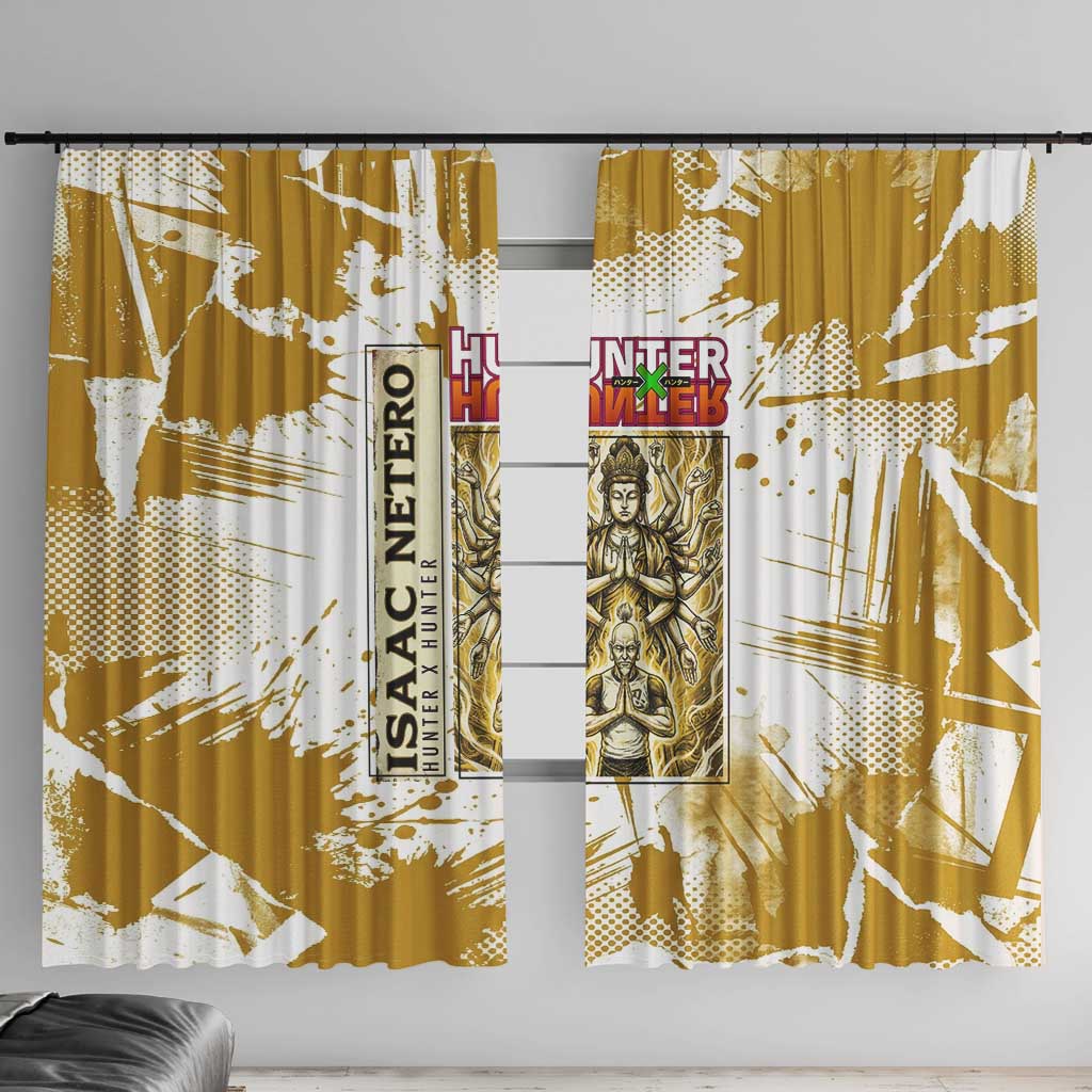 Isaac Netero Golden Aura Design Window Curtain with 100-Type Guanyin Bodhisattva and Vintage Anime Artwork - The Mazicc