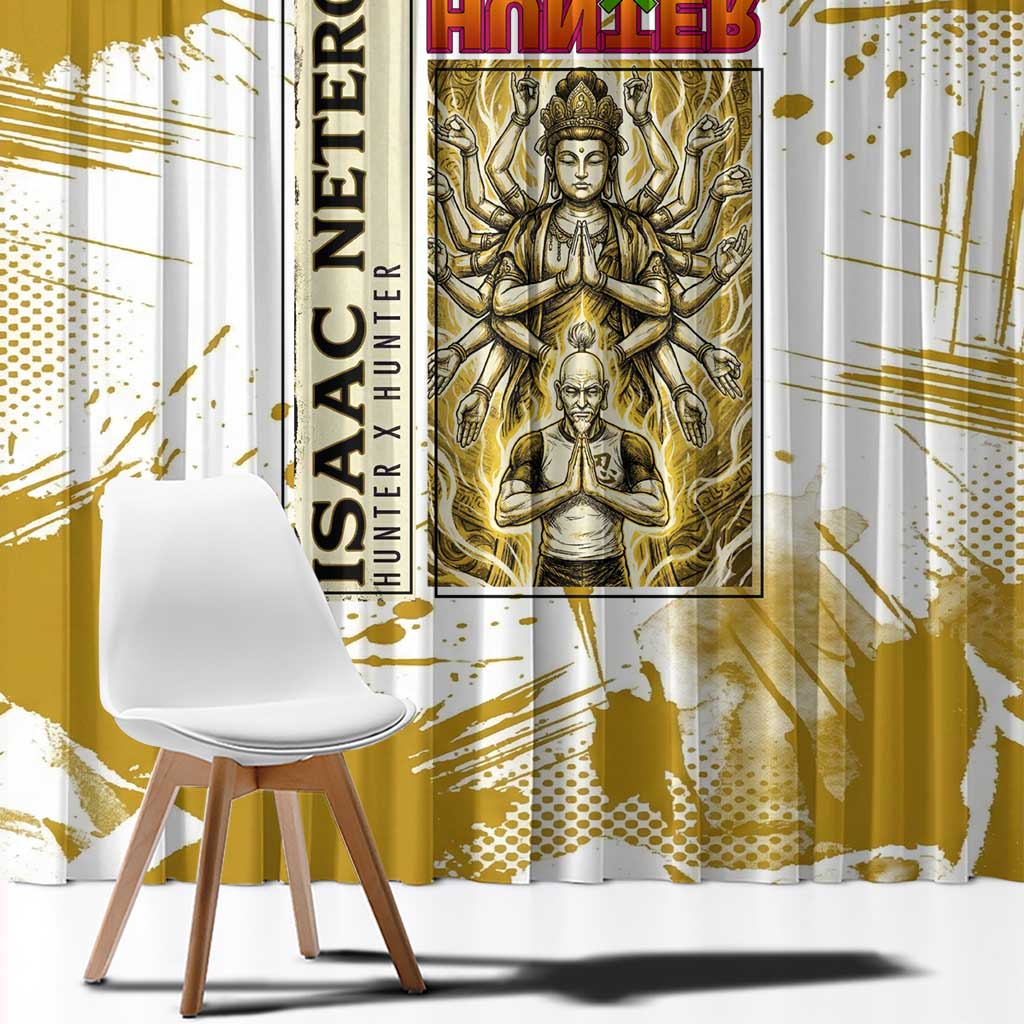 Isaac Netero Golden Aura Design Window Curtain with 100-Type Guanyin Bodhisattva and Vintage Anime Artwork - The Mazicc